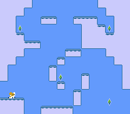 A wintery level shaped to form a goat in its negative space.